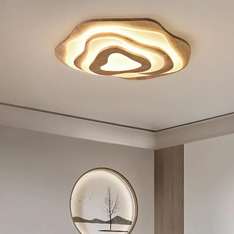 

Modern Nordic Wood LED Ceiling Lamp for Living Room Bedroom Chalet Dining Room Kitchen Remote Control Ceiling Chandelier Light