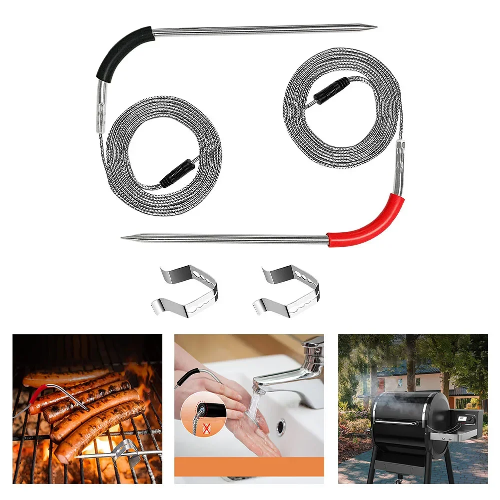 2-Pack Meat Probe Set: Accurate Temp Monitoring For Perfect Grilling! Gardening Supplies For Outdoor