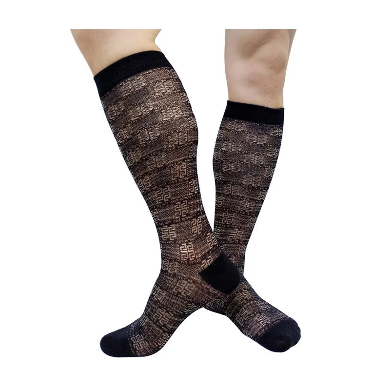 

See Through Mesh Mens Formal Socks Dress Suit Knee High Black Sexy Stocking Breathable Softy Lingerie Stocking Socks