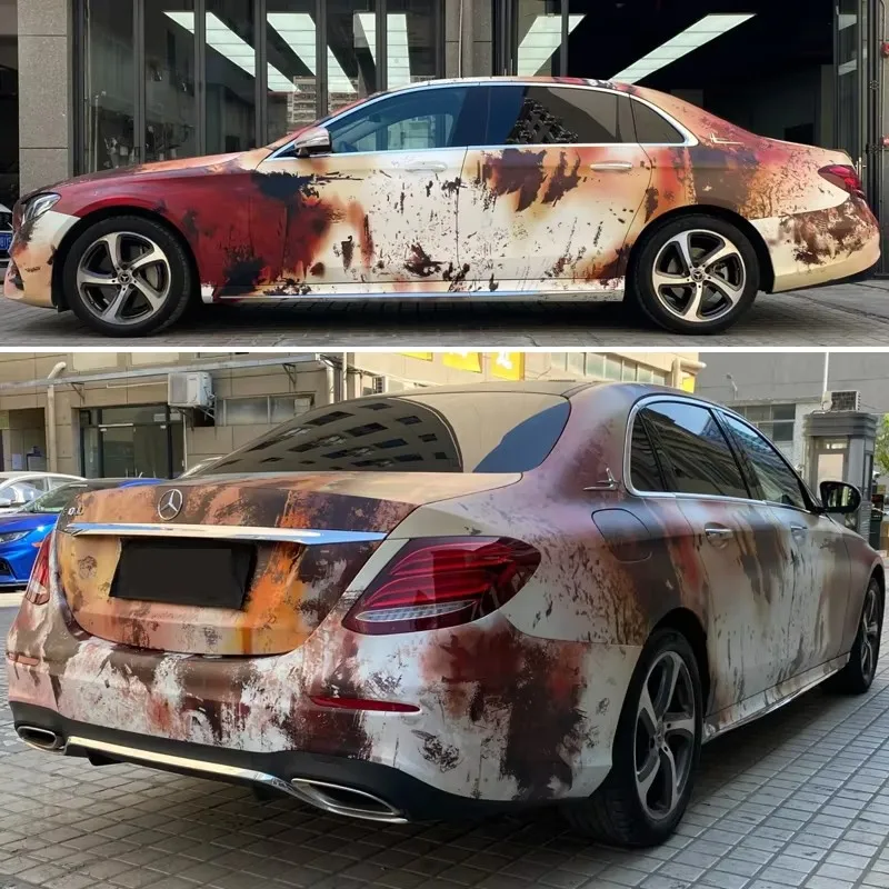 Hot Sale PVC Rusty Car Body Wrapping Sticker Film Design Custom Pattern for Auto Car Vinyl Wrap Foil Air Bubble Free