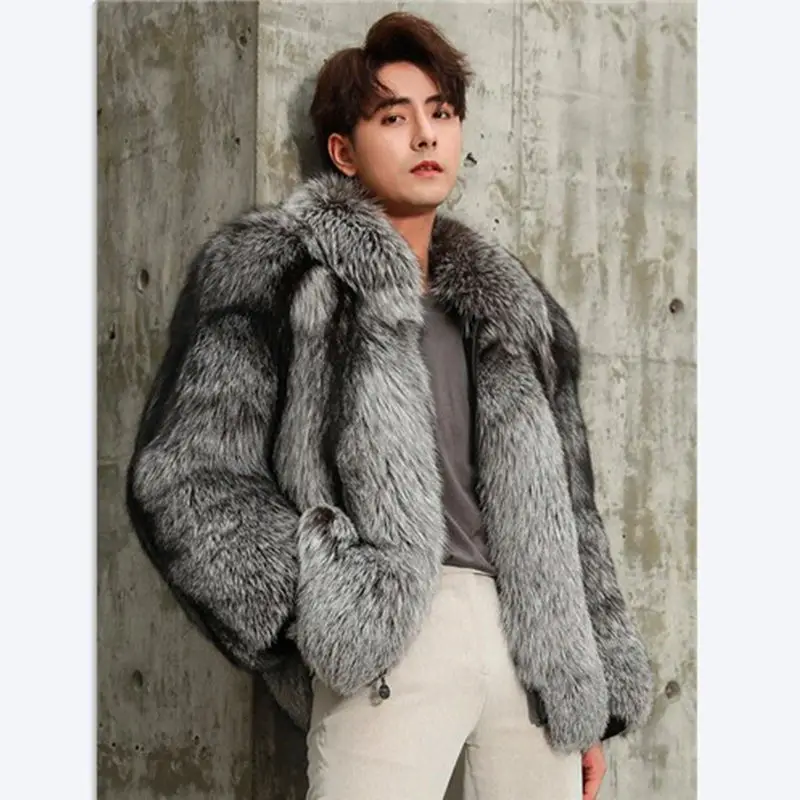 

Men's Imitation Fox Fur Coats Mink Overcoat Warm Clothes Winter Handsome Tide Korean Fashion Casual Zipper Loose Short Jacket