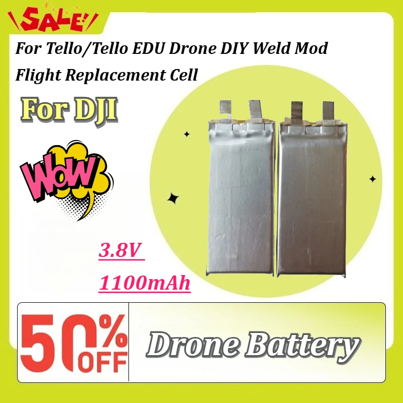 New 1-4Pcs 3.8V 1100mAh Li-Po Rechargeable Battery Cell For DJI Tello/Tello EDU Drone DIY Weld Mod Flight Replacement Cell