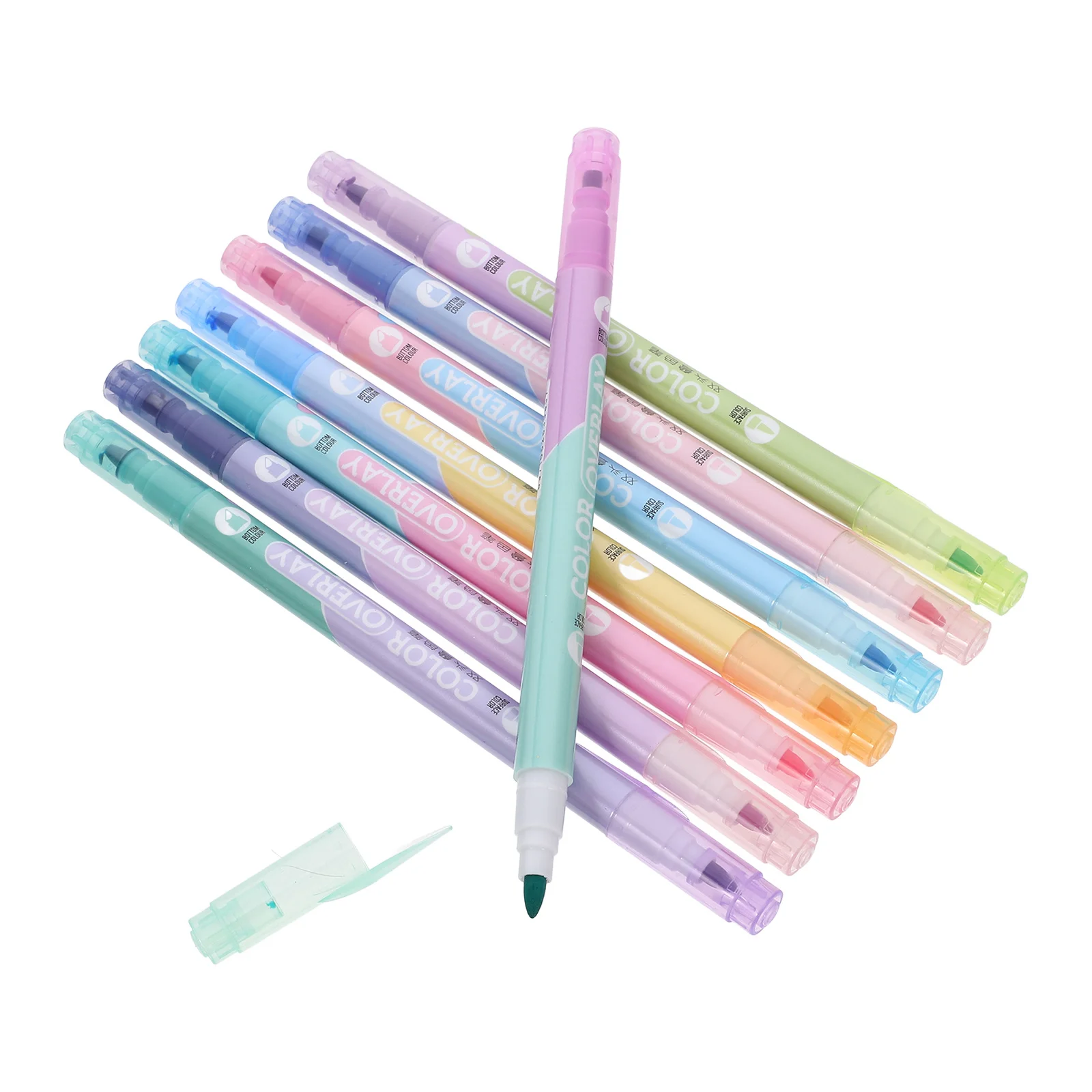 

8pcs Dual Tip Highlighters Vibrant Color Fast Drying Study Marker Pens For Students School Office Book Notes Art