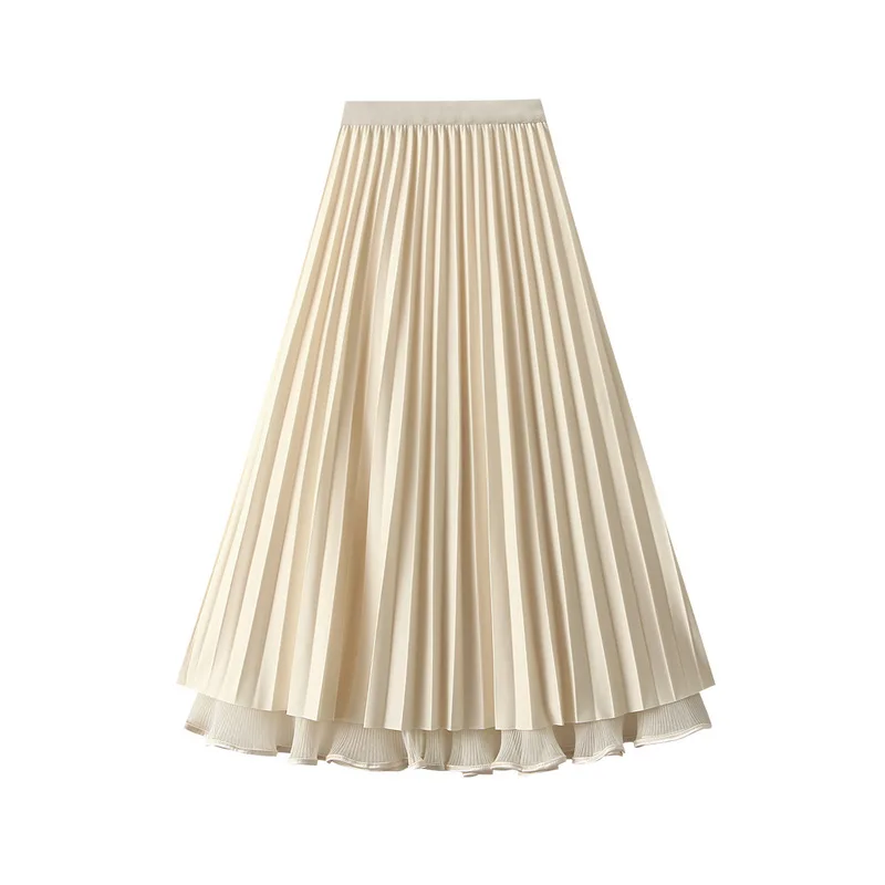 Reversible Midi Long Velvet Tulle Skirt Women Autumn Winter Vintage High Waist A-Line Skirt Female All Match Mesh Skirt Lady