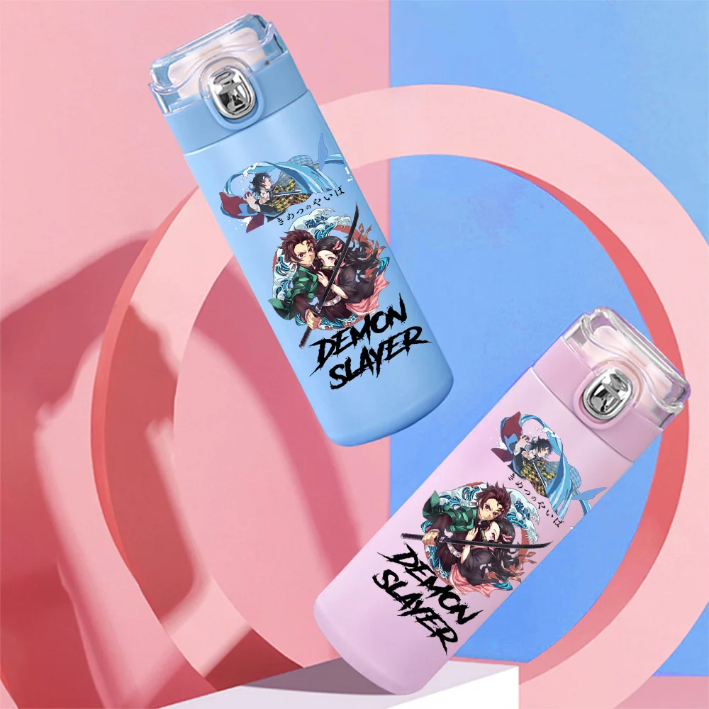Anime Cartoon Demon Slayer Printed Thermos Cup Portable Stainless Steel 400Ml Water Bottle Leak Proof Camping Water Cup Gift - view 4