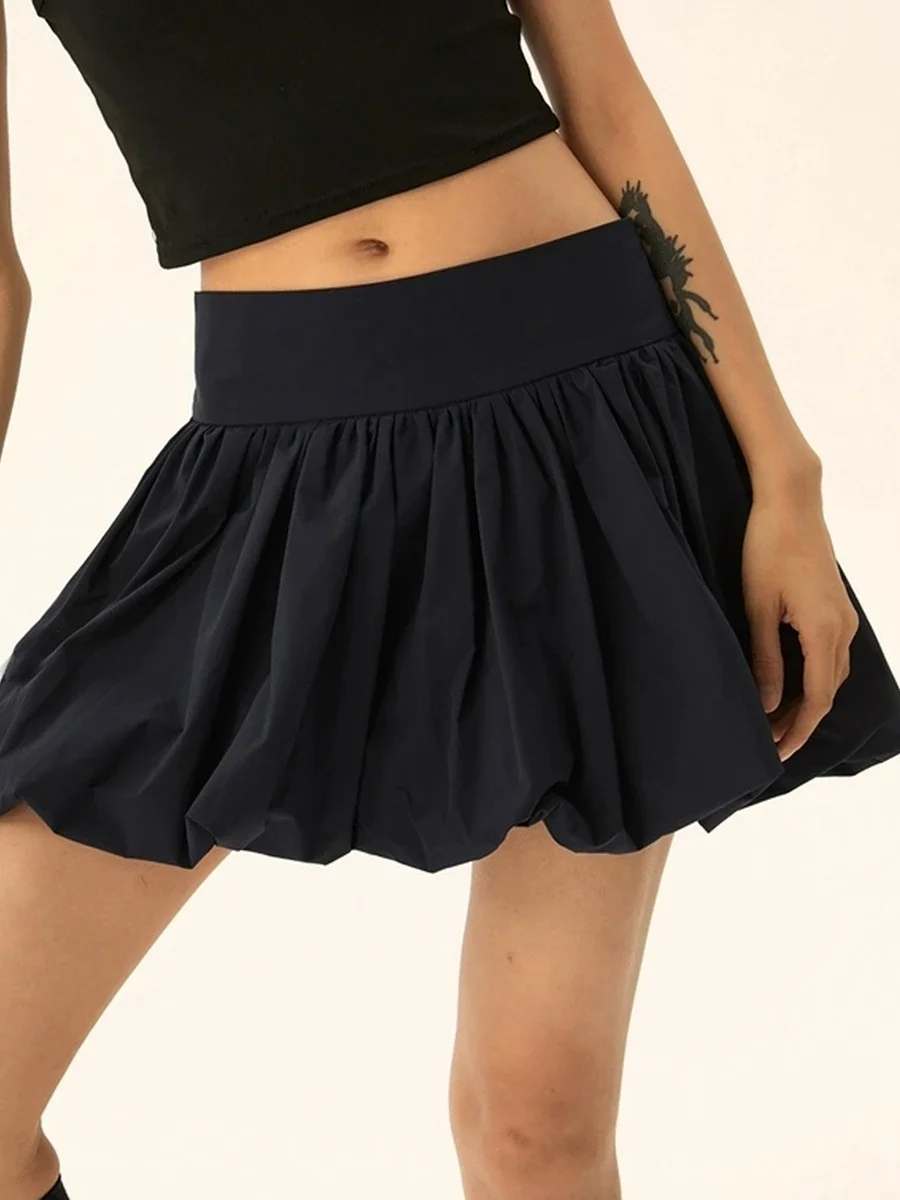 

Women Y2k Bubble Mini Skirt Ruffle Hem Pleated Short Skirts High Waist Puffy A-Line Flared Skirt Streetwear