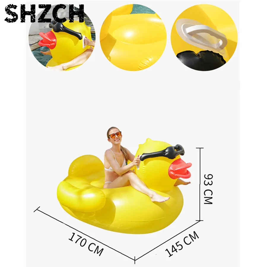 Thickened Swimming Pool Floating Bed Air Mattress Giant Duck Inflatable Pool Water Lounge Chair Suitable For Pool & Beach Party