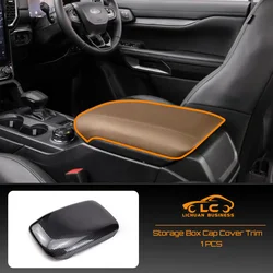 1pc ABS Storage Box Cap Cover Trim Carbon Fiber Color for Ford Ranger Everest Raptor 2023