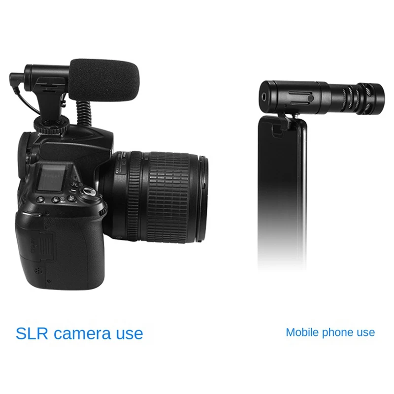 Video Microphone On-Camera Mini Condenser Record Interview Vlog Mic for Phone DSLR Camera 3.5mm Microphone-A62I