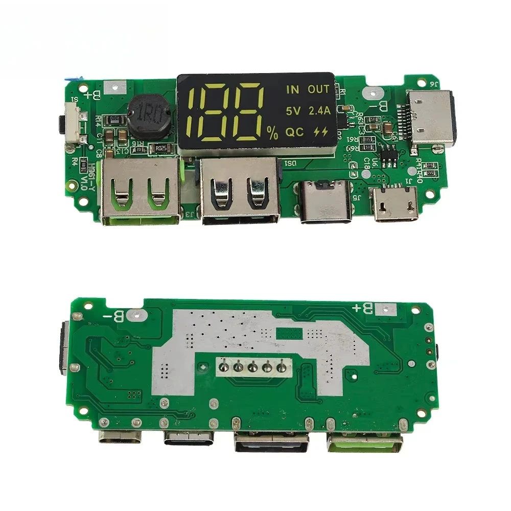Lithium-Batterie-Ladegerät, LED, Dual-USB, 5 V, 2,4 A, Micro/Typ-C, USB, mobile Powerbank, Schaltungsschutz, 18650-Lademodul