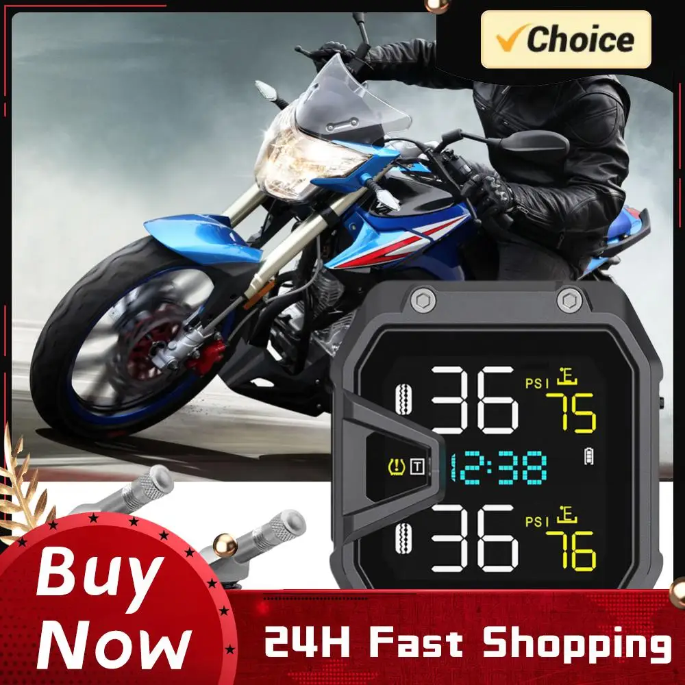 

Система контроля давления в шинах мотоцикла TPMS с 2 датчиками, беспроводная система контроля давления в шинах, аксессуары для мотоциклов