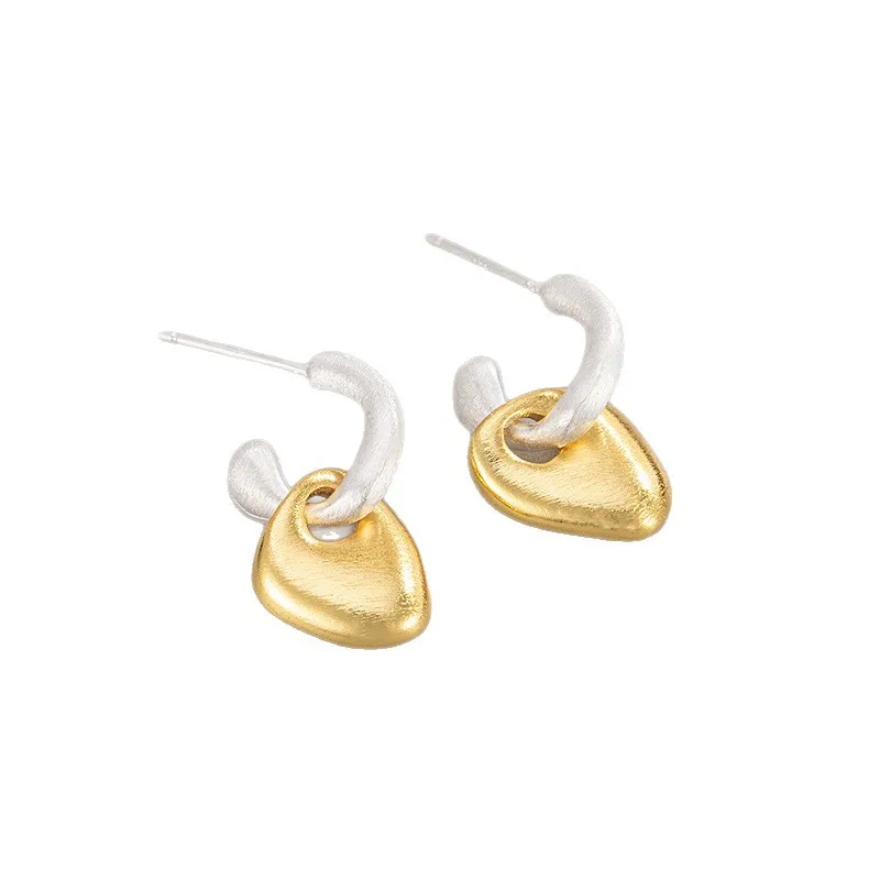 925 Sterling Silver Jewelry Color-blocked Irregular Geometric Stud Earrings for Women Wedding Party Jewelry for Friends Gift
