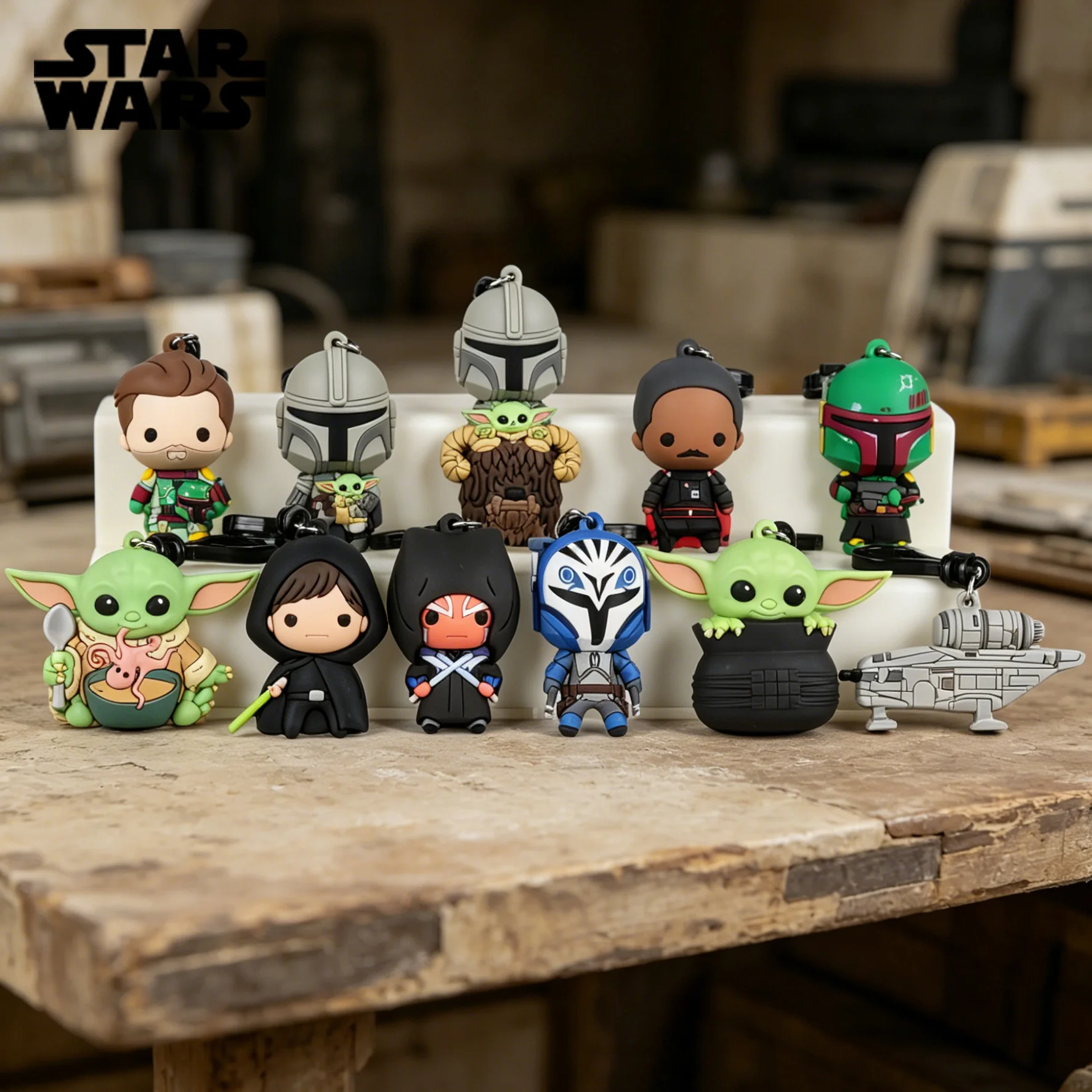 スターウォーズ公式ライセンスブラインドボックス3dフィギュアバッグクリップチャーム-マンド-グロッグ-ボ・カタン-アソーカ・タノ-ルーク・スカイウォーカー-アニメフィギュア