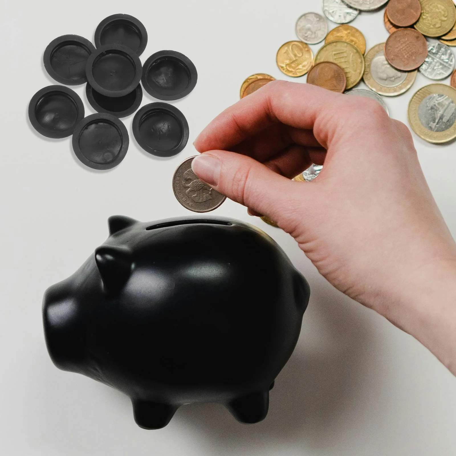 50 قطعة غطاء قاعدة البنك المعدنية الملونة المقابس المطاطية قبعات الختم المستديرة لتوفير وعاء حصالة على شكل حيوان سدادة متينة غير قابلة للتشوه