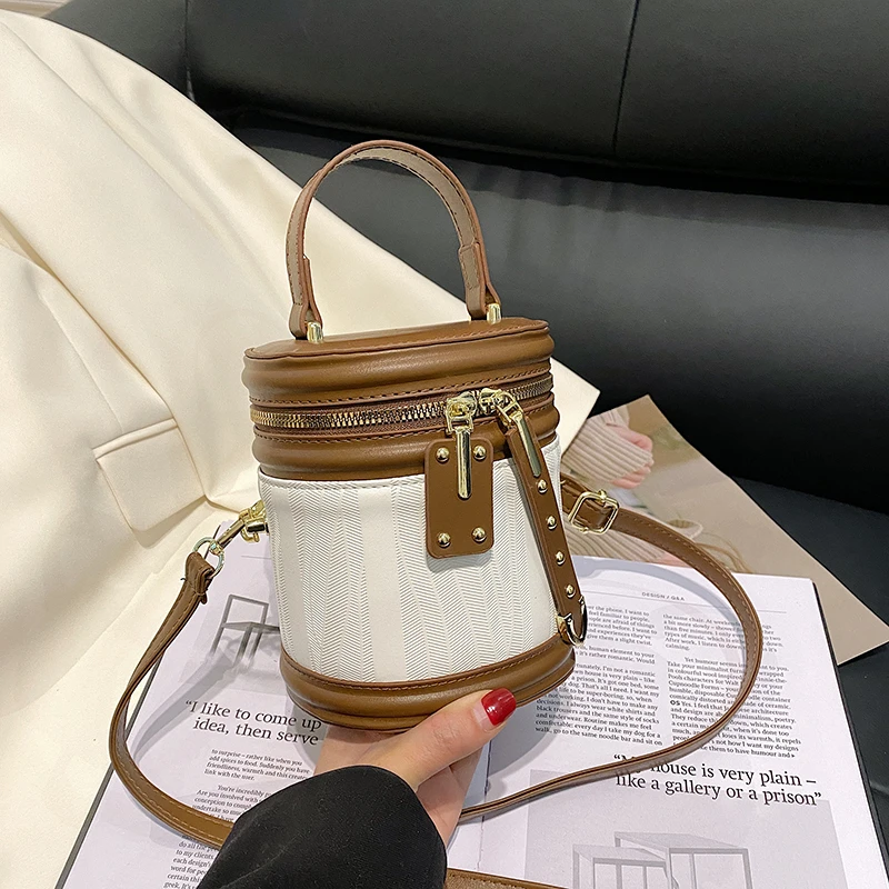 Top Brand Women Handbag Fashion Bucket Bag Satchel Casual Cylinder Crossbody Bag Phone Pack Designer Luxury Female Shoulder Bags