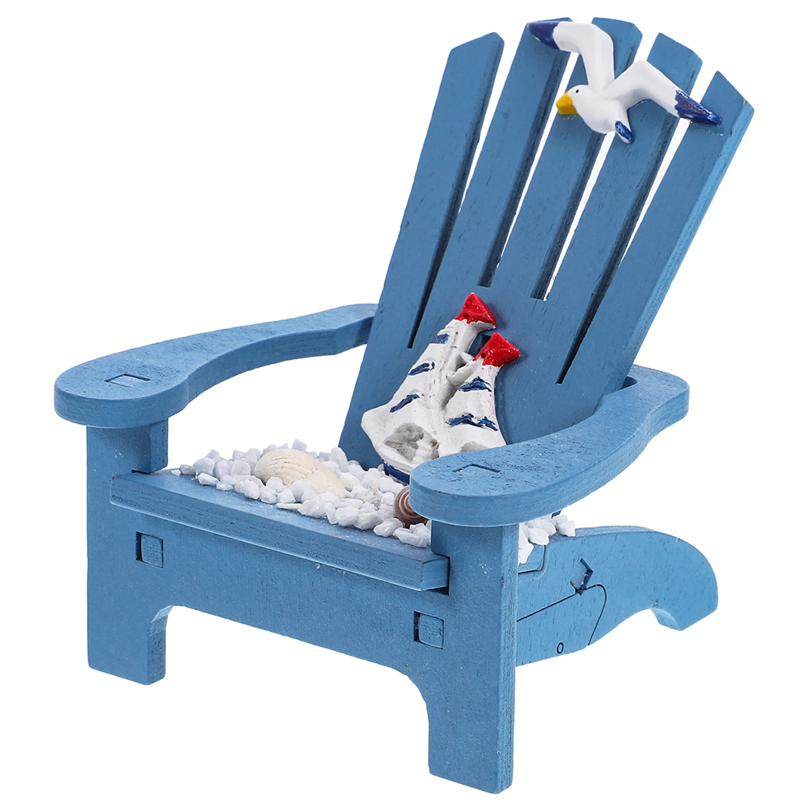 

Miniature Beach Decoration Sturdy Small Size Miniature Beach Chair Lightweight Mini House Ornament Wooden Model