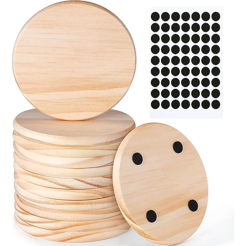 

5pcs Unfinished Wood Coasters,Wood Slices for Nature Crafts and Wedding Decoration, Blank Coasters Wood Kit for DIY Art Painting