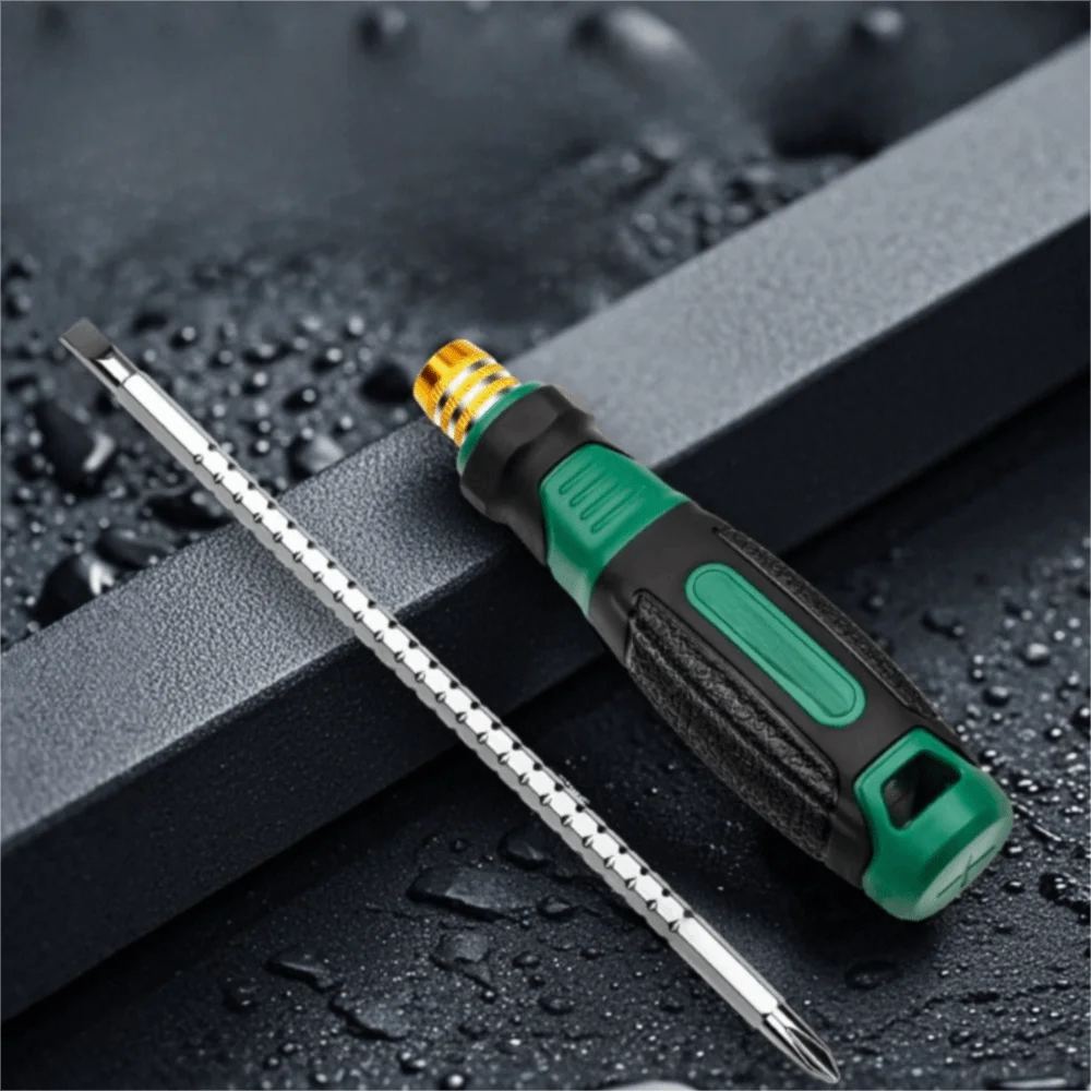 

Chrome Steel Double Head Screwdriver Short Handle Scalable Design Telescopic Screwdriver Mini Size Labor-saving