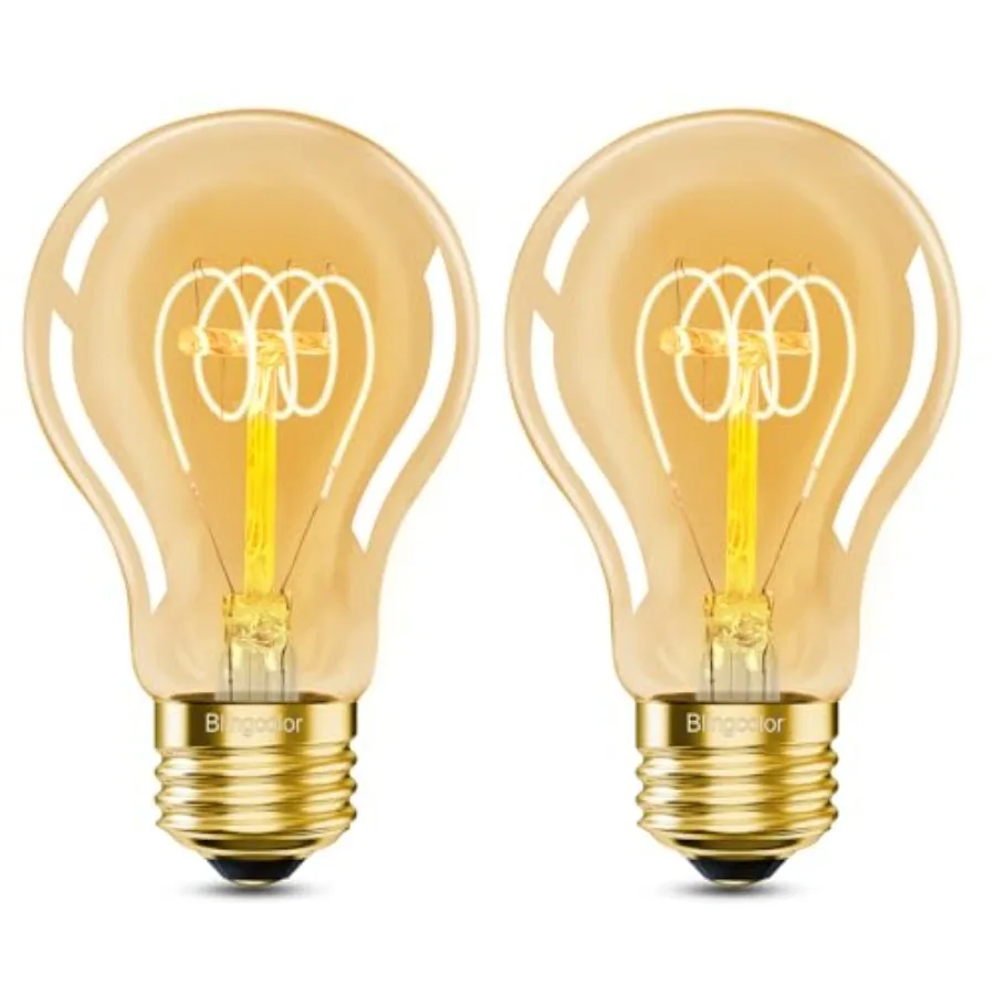 A19 Vintage 6W LED Edison Light Bulbs 60 Watt Equivalent, Dimmable E26 LED Bulbs 60 Watt, Decorative Edison Amber Warm Light Bu