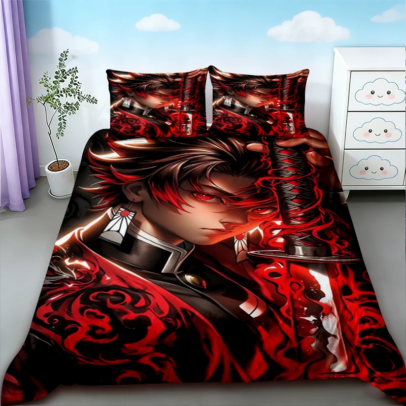 

Duvet Cover Anime Bedding Set Demon Slayer Print Bedding Set Cozy Soft King Queen Twin Size Birthday Gift Bedroom Decoration