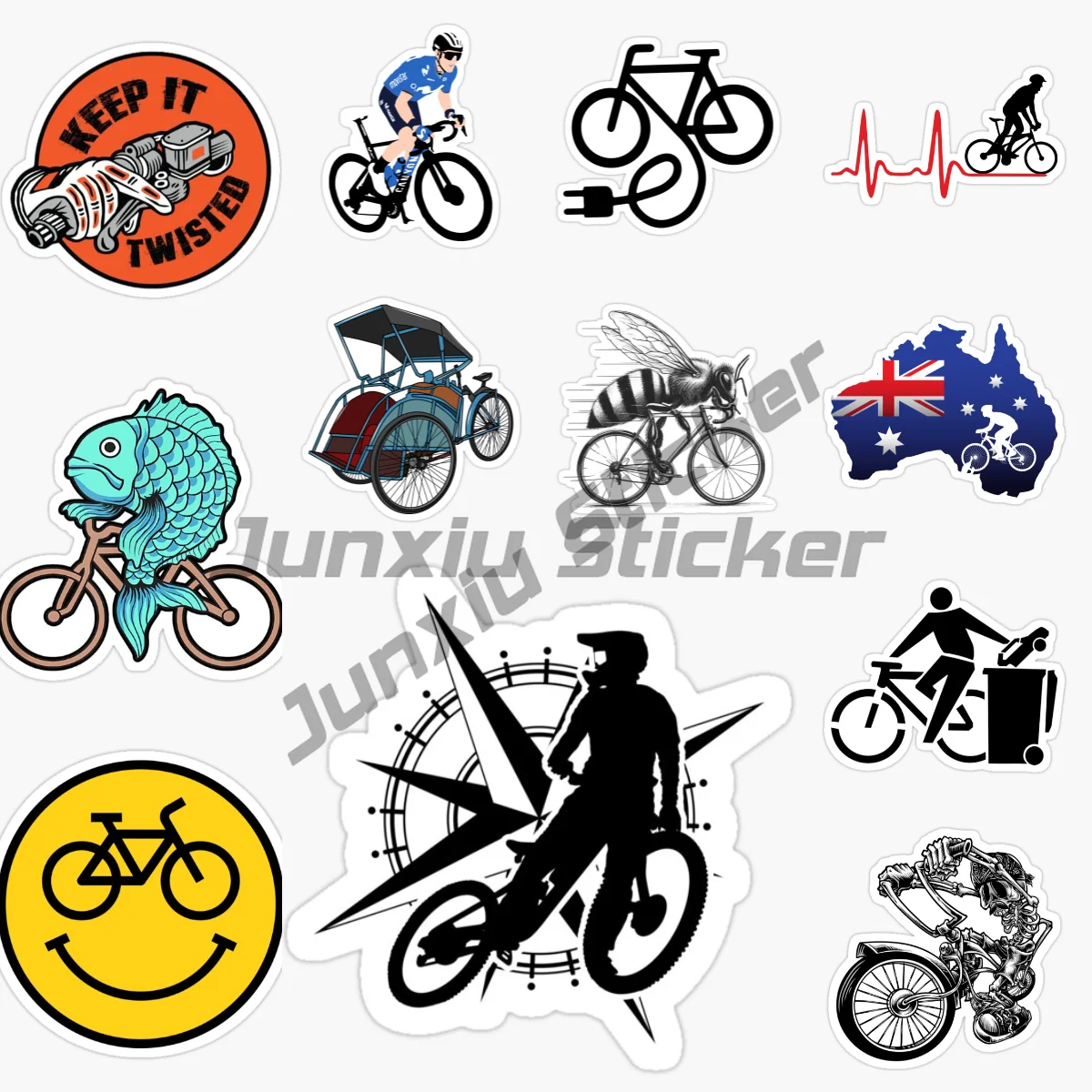 

Creative Bicycle Pattern Sticker Vinyl PVC Material Self-adhesive Decorative Waterproof Decal Car Accessories