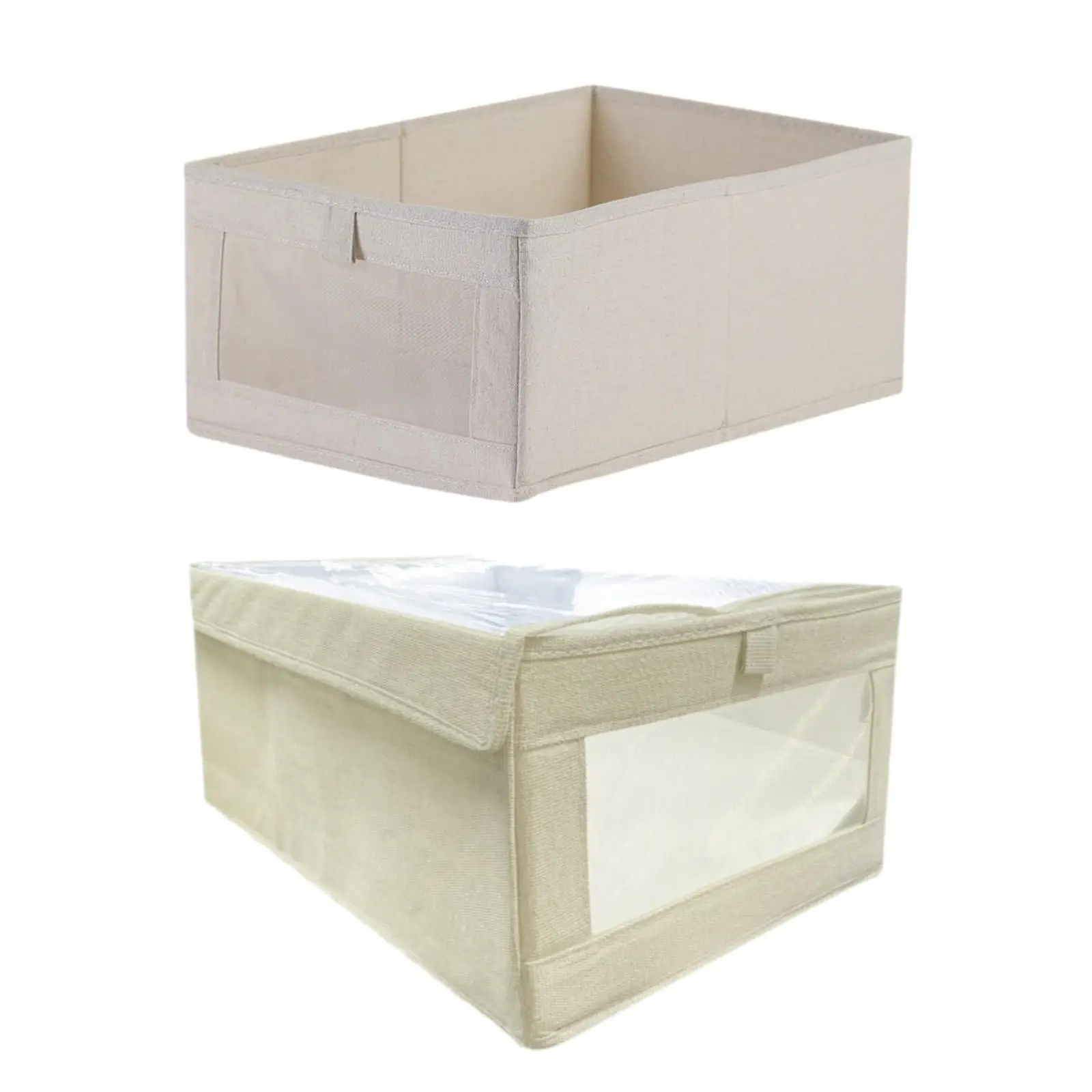 Storage Bin with Clear Window Foldable Cloth Basket Large Capacity Space Saving