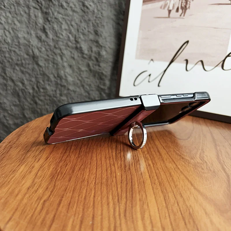 حافظة لهاتف موتورولا رازر 60 الترا 50 40 50S Razr + 2024 2025 نمط موجة المفصلي حلقة قوس حافظة هاتف جلدية PU