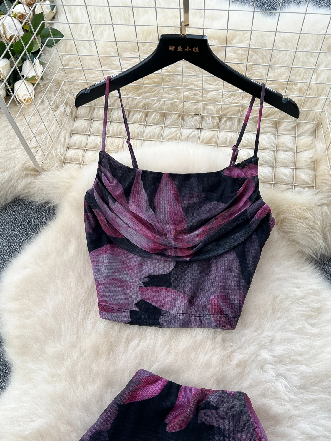 Pure Desire Summer Print ter Ne Strap Vest High Waist Bodycon  Skirt Holiday Two Piece Set for Young Women