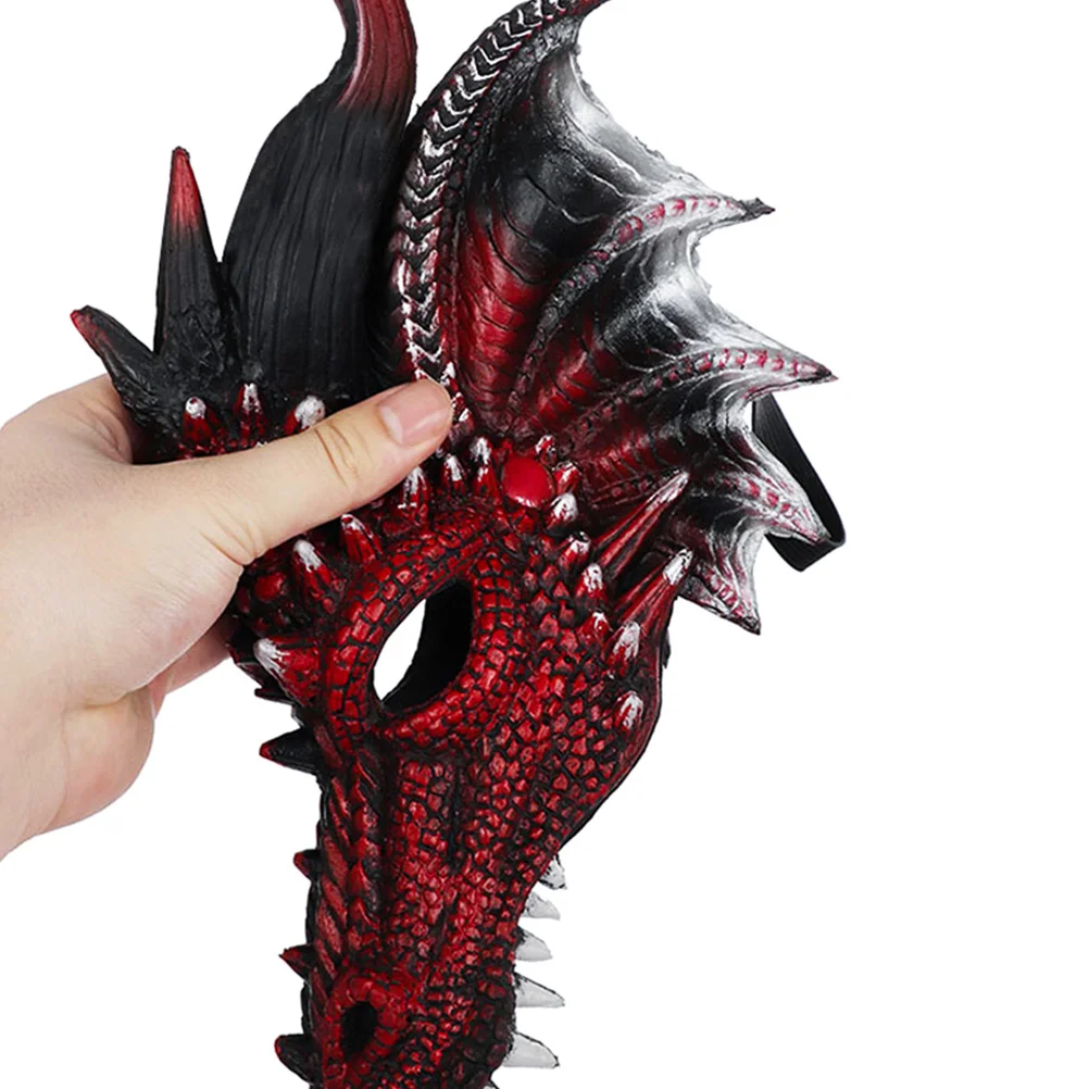 Black Red Dragon Mask Scary Masquerade Ball Masks Carnival Prom Suits For Men Half Face Hollow Cosplay