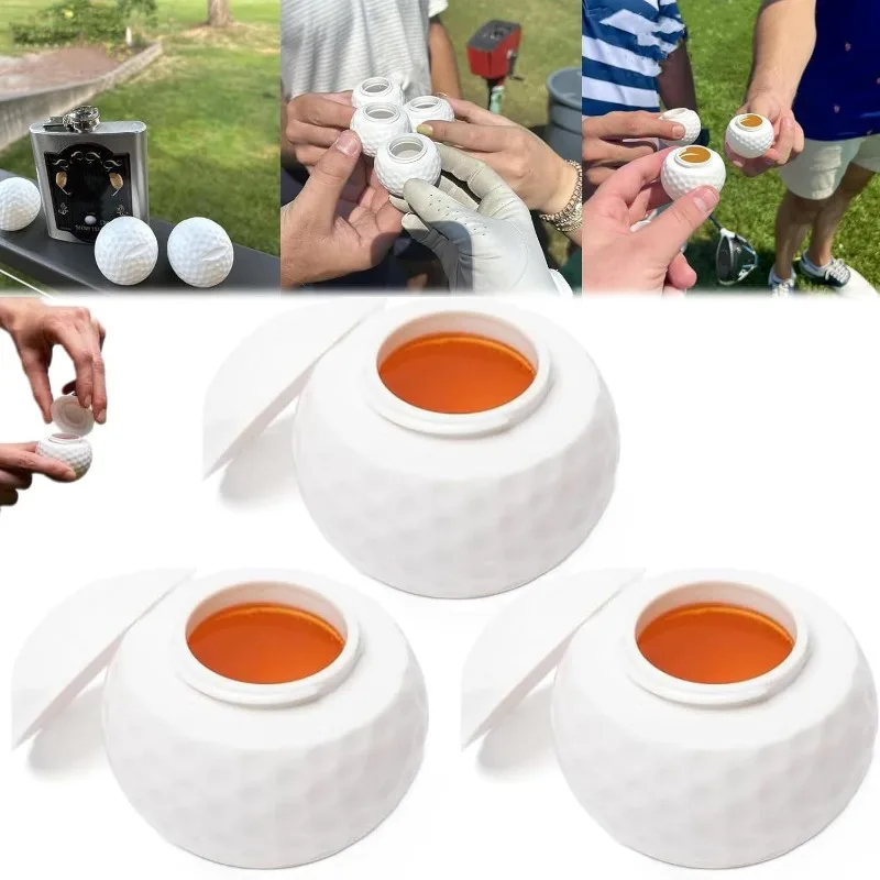 Golf Ball Shaped Shot Glass, Creative ABS Shot Cup, 4.8cm Mini Golf Ball Cup for Party, 3 Pack in Color Box