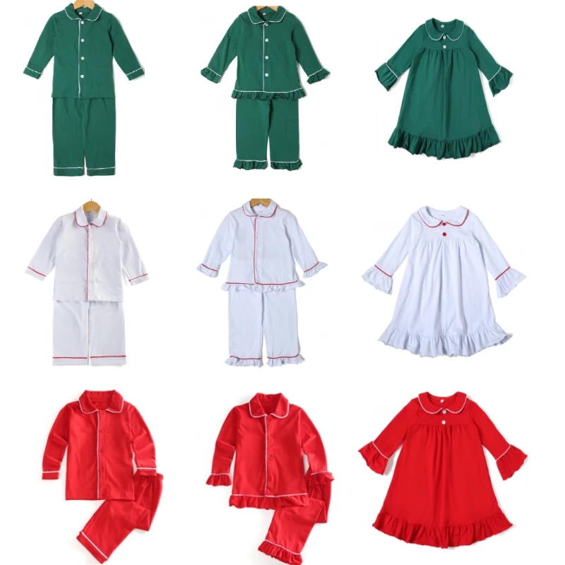 

Hot sale kids cotton pyjamas solid baby boy and girl family matching Christmas pajamas sets