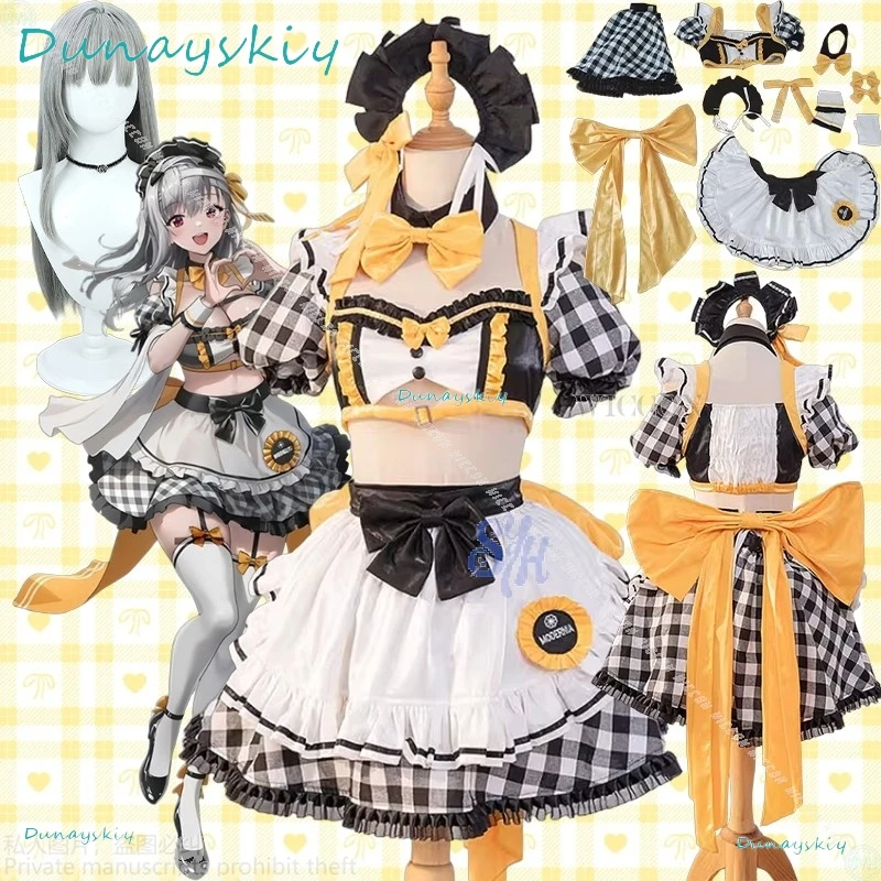 Juego NIKKE: La diosa de la victoria Modernia Marian rsiAnime y galería Vestido de sirvienta a cuadros Kawaii Lolita Jirai Kei Girl Halloween