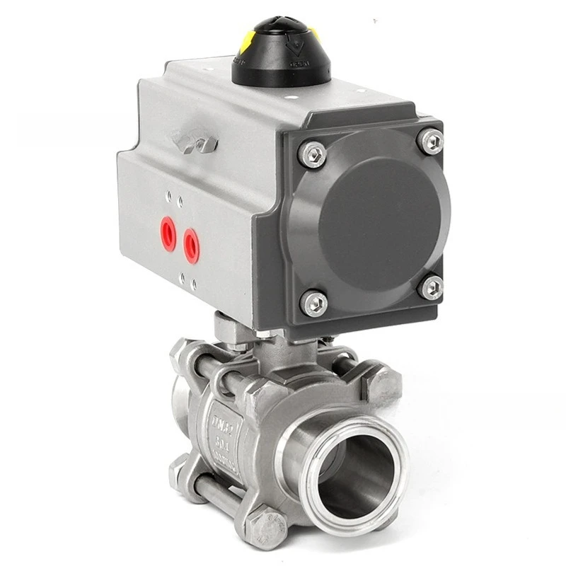 

304 stainless steel pneumatic three-piece quick-loading clamp ball valve Q681F-16P pneumatic