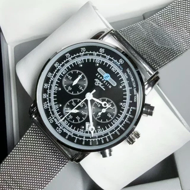 جديد زيبلين تاريخ تلقائي ساعة الموضة العصرية ساعة رجالية فاخرة الأعمال كرونوغراف الترفيه الرياضة ساعة كوارتز ساعة AAA
