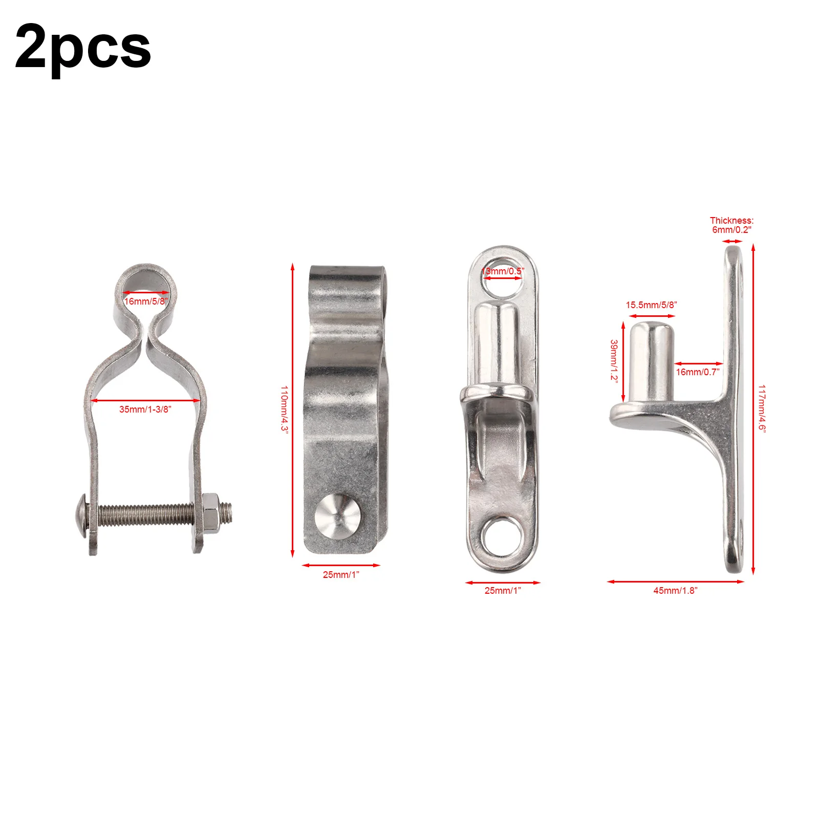 304 Stainless Steel Heavy Duty Gate Hinges 2 Pack 138 Inch for Chain Link Fence Barn Door and Shed Applications