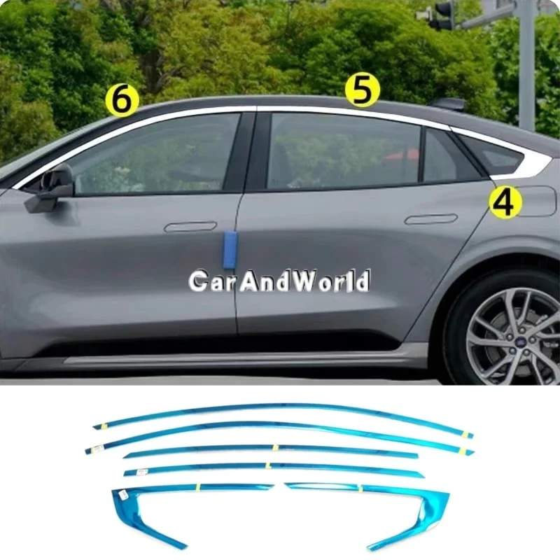 

For Ford Mondeo Fusion Evos Sports 2022-2025 Stainless Car Door Upper Window B/C Pillar Strip Center Column Cover Trim Accessory