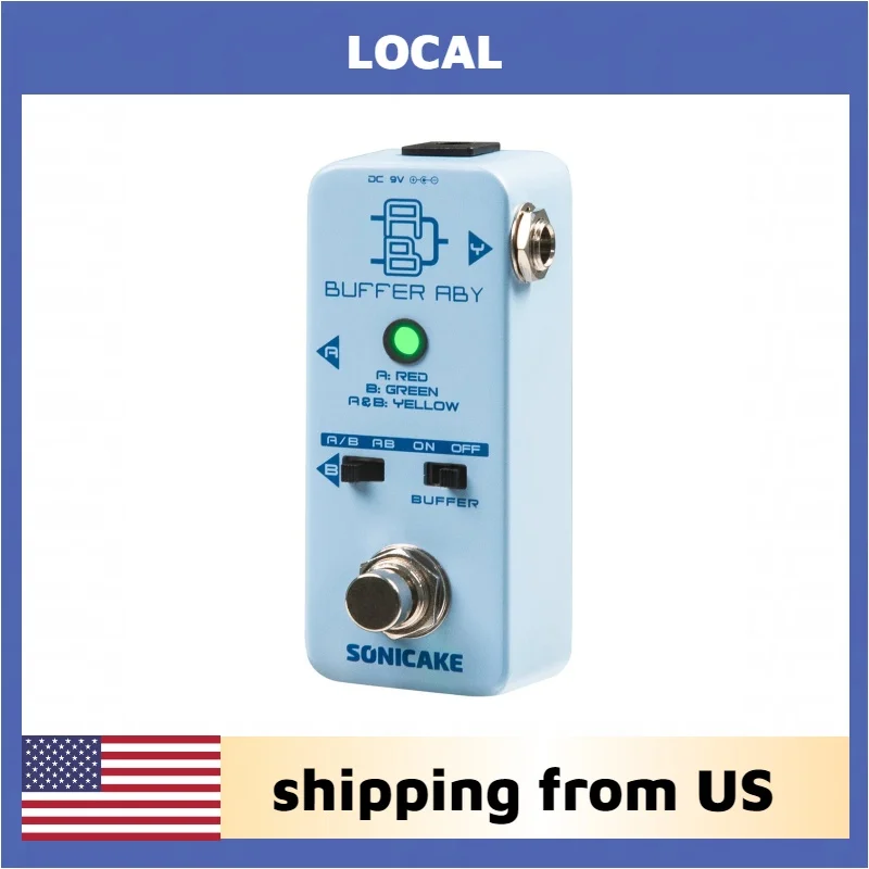 SONICAKE ABY Guitar Pedal Mini AB Switcher with Buffer Switch,Ab Box Line Selector Guitar Effects Pedal,True Bypass-Buffer ABY