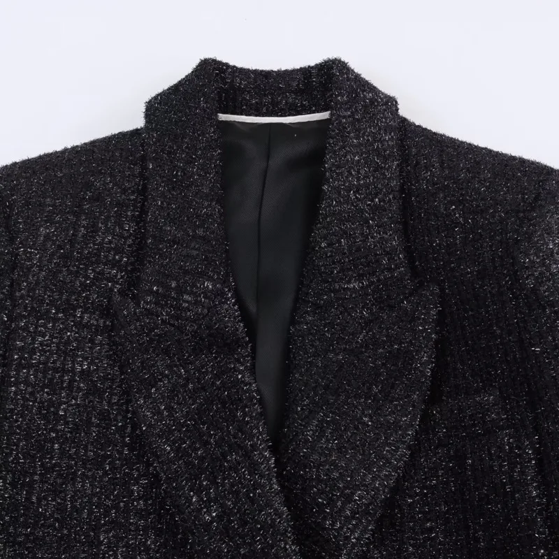 EAEOVNI automne hiver femmes costume manteau mode col cranté à manches longues or Double bouton Blazer veste tempérament vêtements