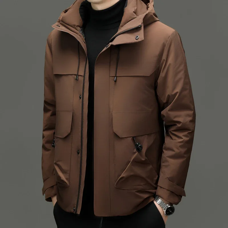 

YEAE Men's Light Luxury Down Jacket 2024 New Winter Duck Down Thickened Workwear Jacket Clothing Warm Casual Coat