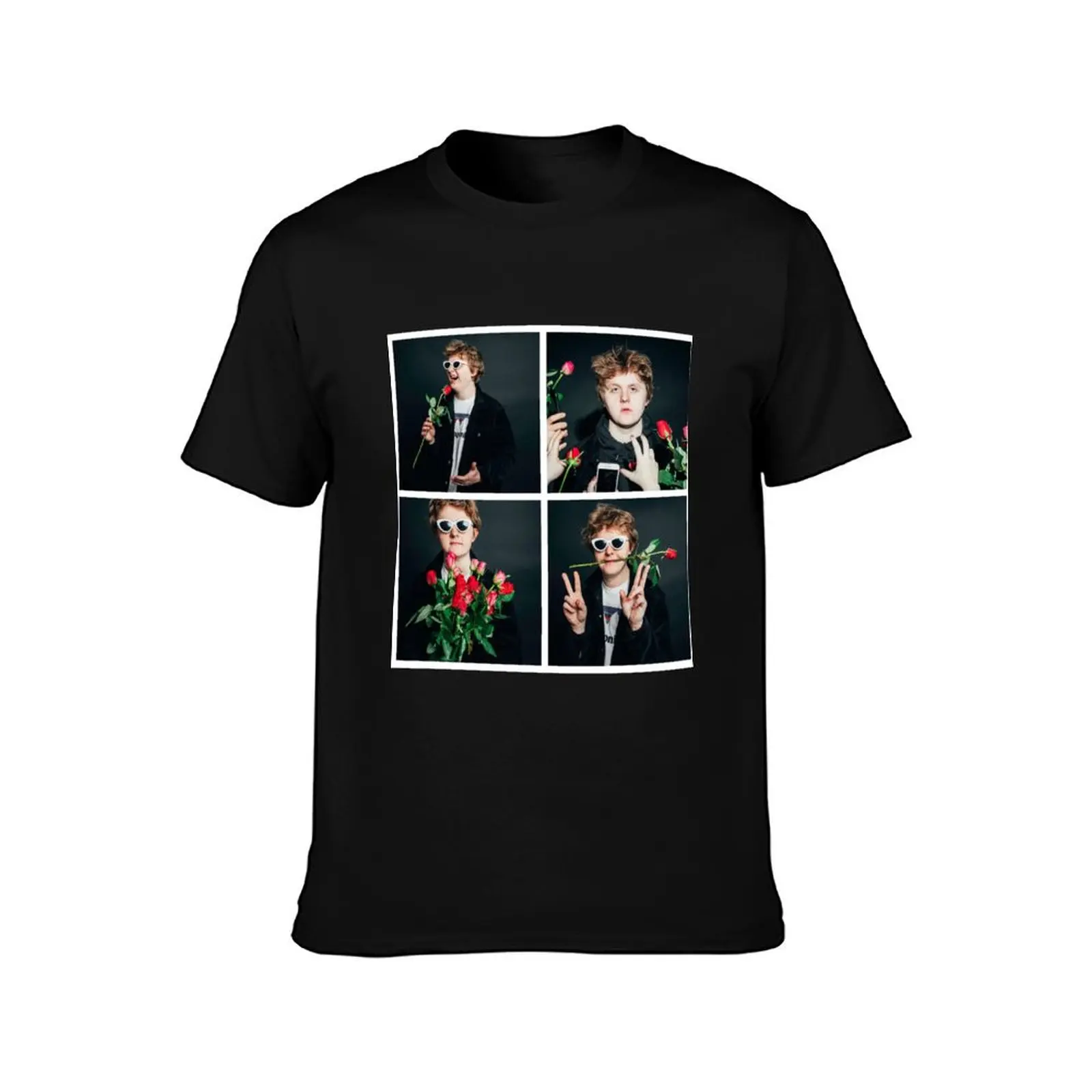 Lewis Capaldi 4 Photo Roses Collage T-Shirt Basic Simple Design Short Sleeve Shirt T-Shirt