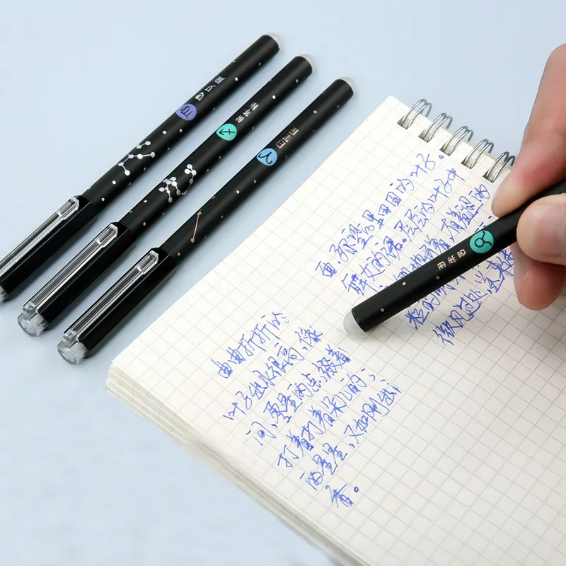 12 Pcs/Set Kawaii Constellation Erasable Gel Pen Refills Washable Handle School Office Supplies Stationery 0.5mm Blue Black Ink