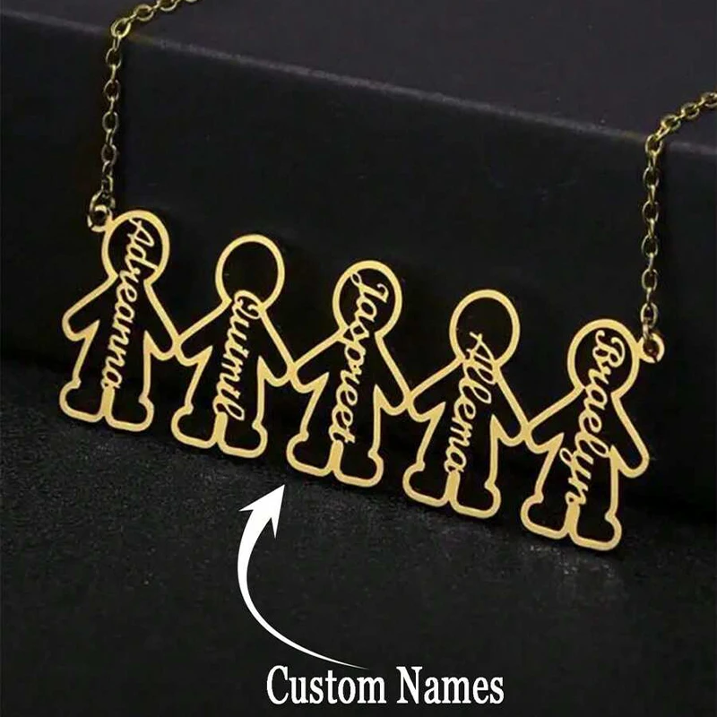 Customized Kid Name Necklace Personlized Multiple Names Pendant Suitable For Family Menbers Stainless Steel Jewelry Custom Gifts