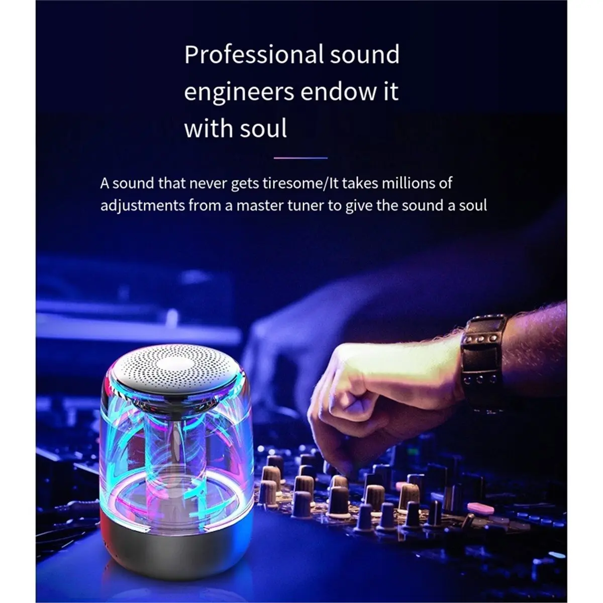 Wireless Bluetooth Speakers Crystal Illuminated Mini Speaker True Wireless Stereo Speaker Transparent LED Music Player
