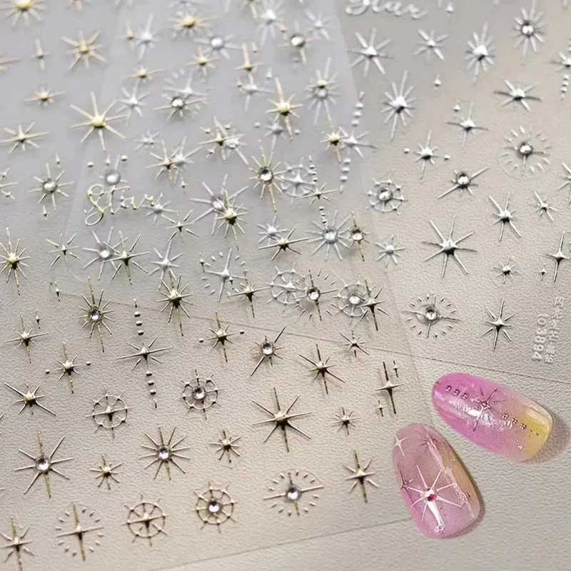 Varied Charm Laser Silver Star Starlight Totem Glitter Rhinestone Moon Snowflake DIY Nail Art Sticker Makeup Manicure Tool Decal