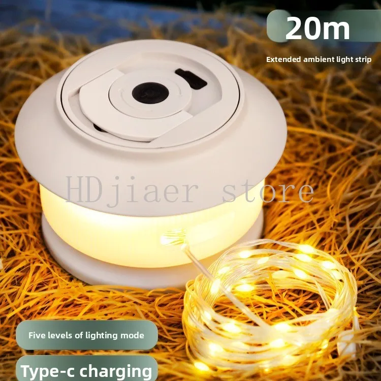 

New campsite camping tape measure light LED charging outdoor tent atmosphere light colorful string light with storage box