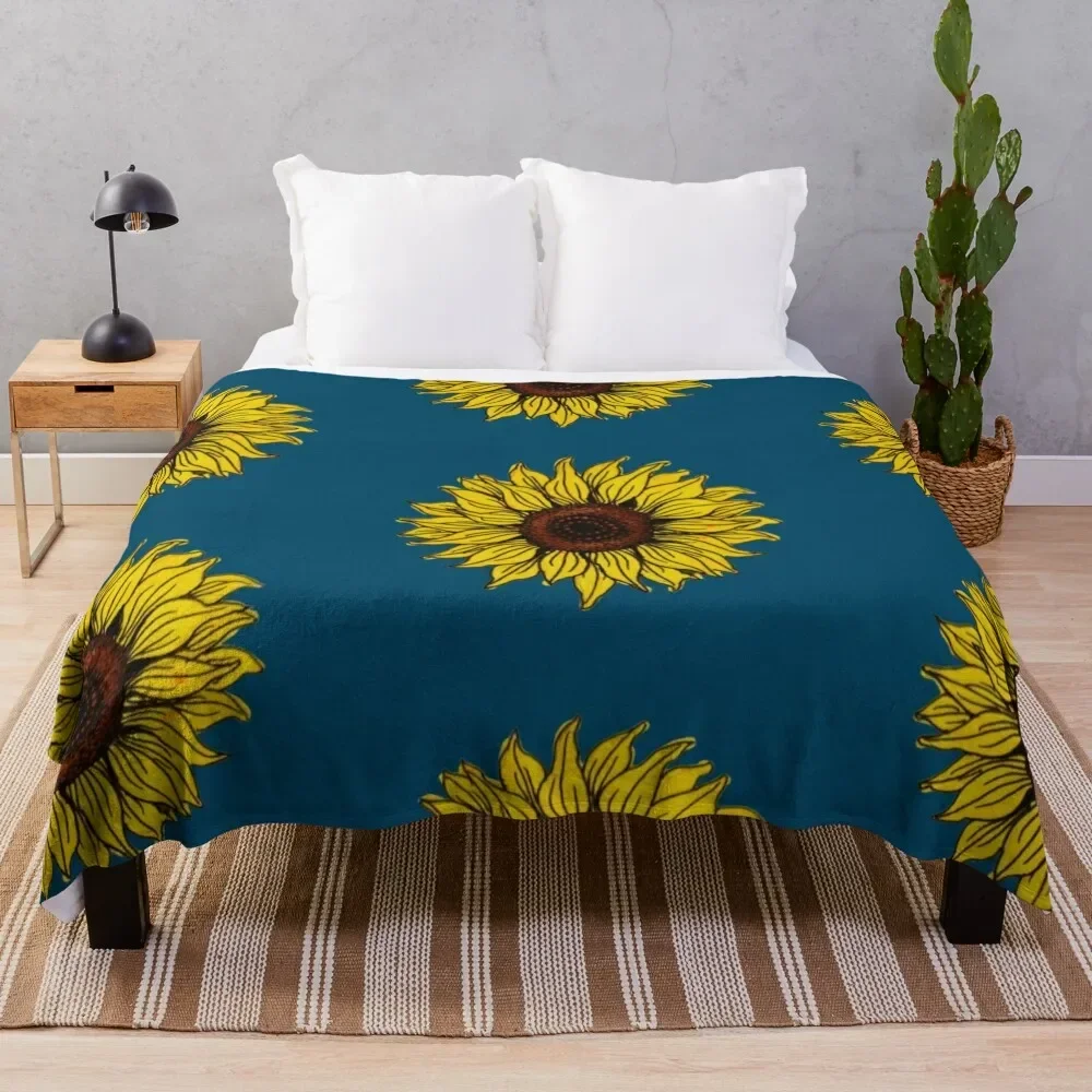 

Watercolor sunflower Throw Blanket Plush Giant Sofa Single Blankets