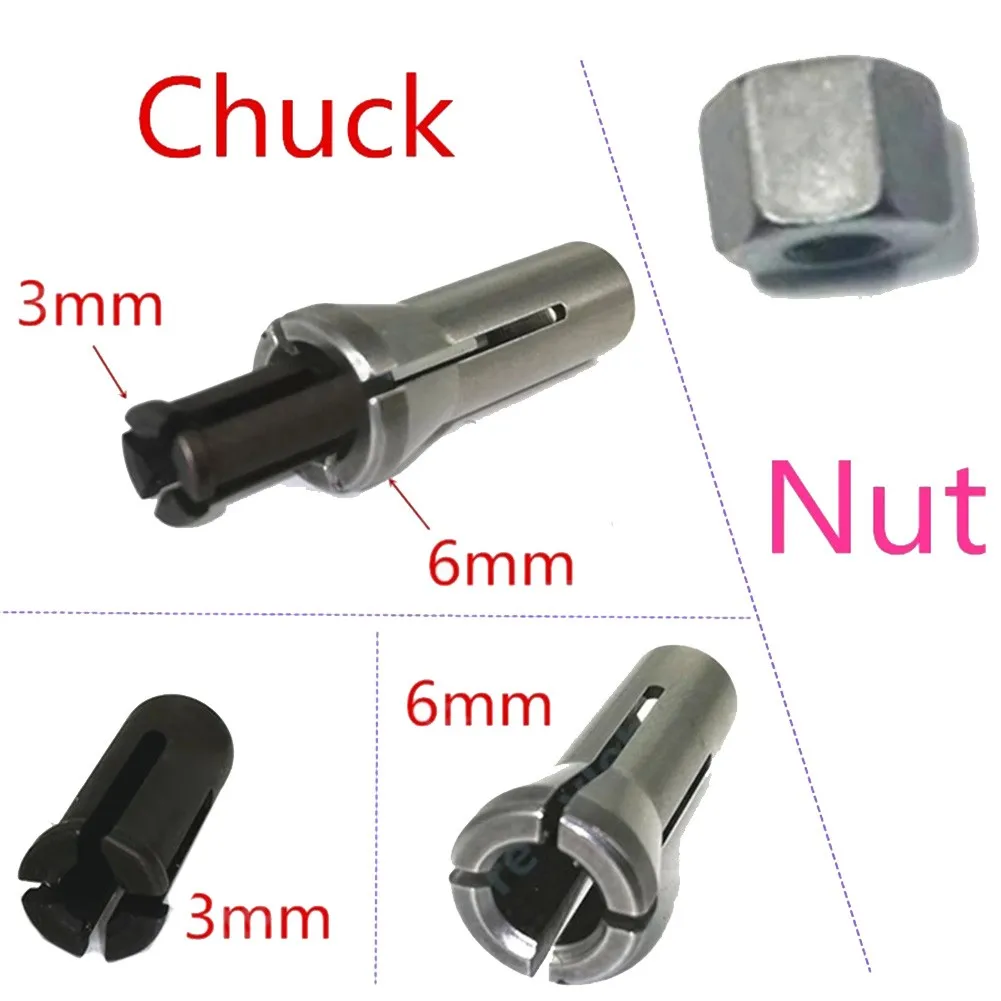 1pcs 3mm/6mm Collet Chuck Cap With Collet Nut Replacement Power Tool Accessories For GD0600 906 763620-8 763627-4 GD0603 GD0601