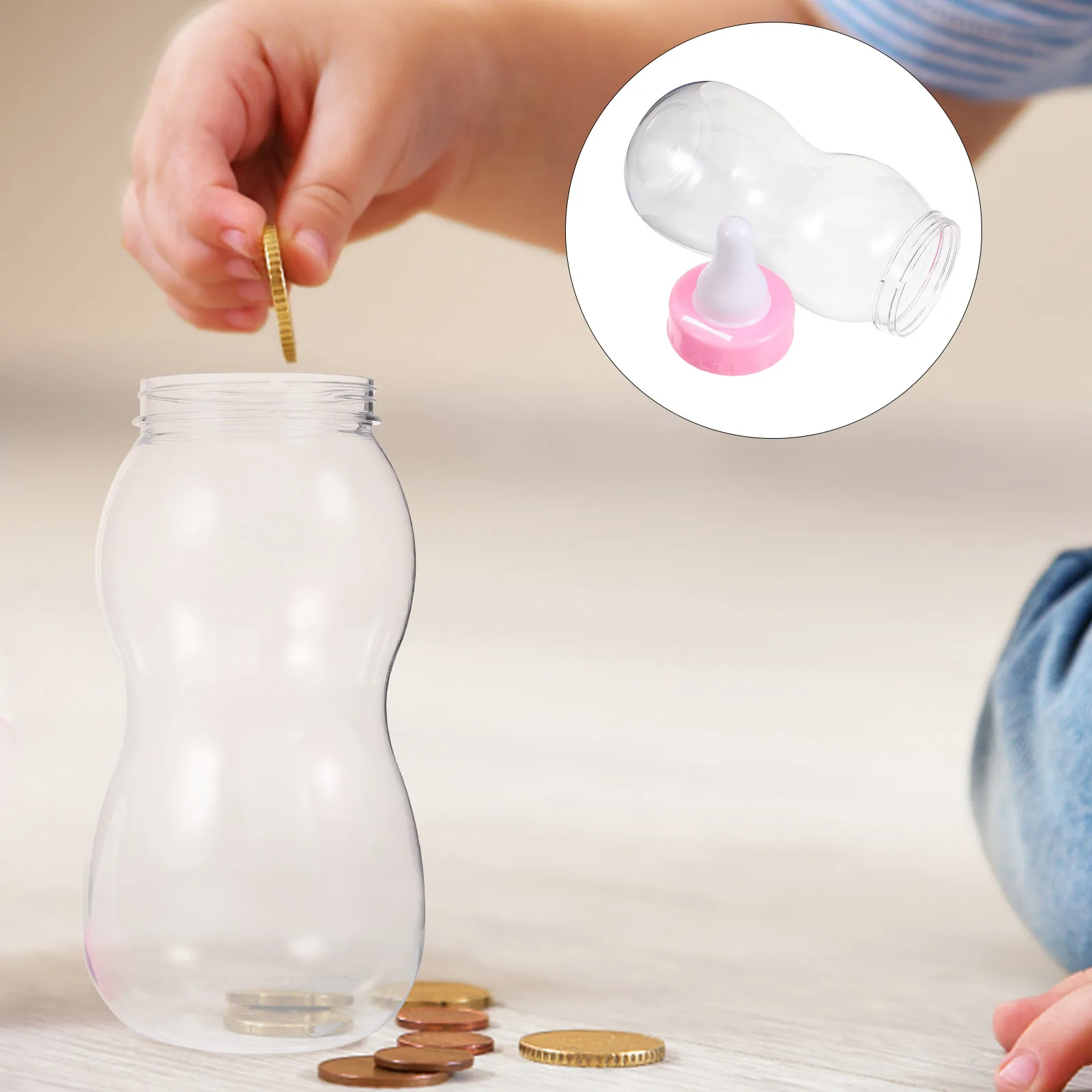 

Piggy Bank Milk Bottle Pink Feeding of Baby Decorations Money for Kids Piggybank Child