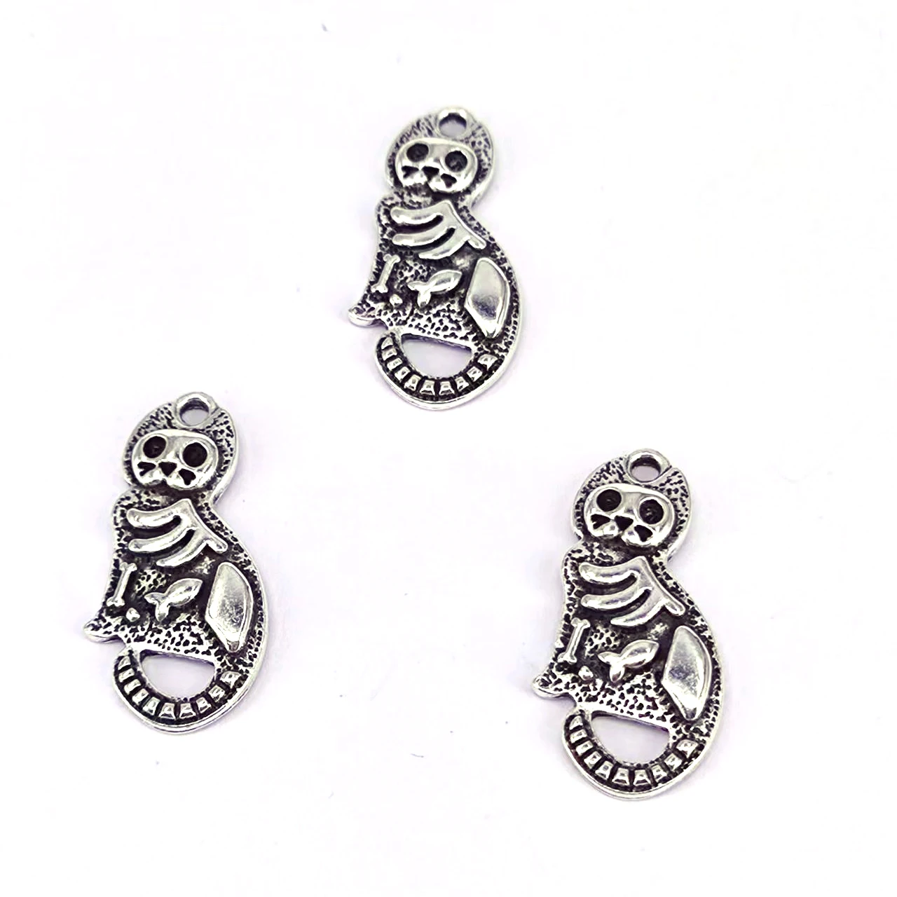 5pcs Creative Trendy Cartoon Sitting Cat Animal Skeleton Gift For Women Men Accessories DIY