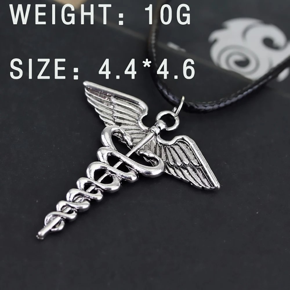 Classic Fashion Caduceus Medicine Symbol Antique Silver Color Pendant Short Long Chain Necklaces Jewelry For Men Women Gift